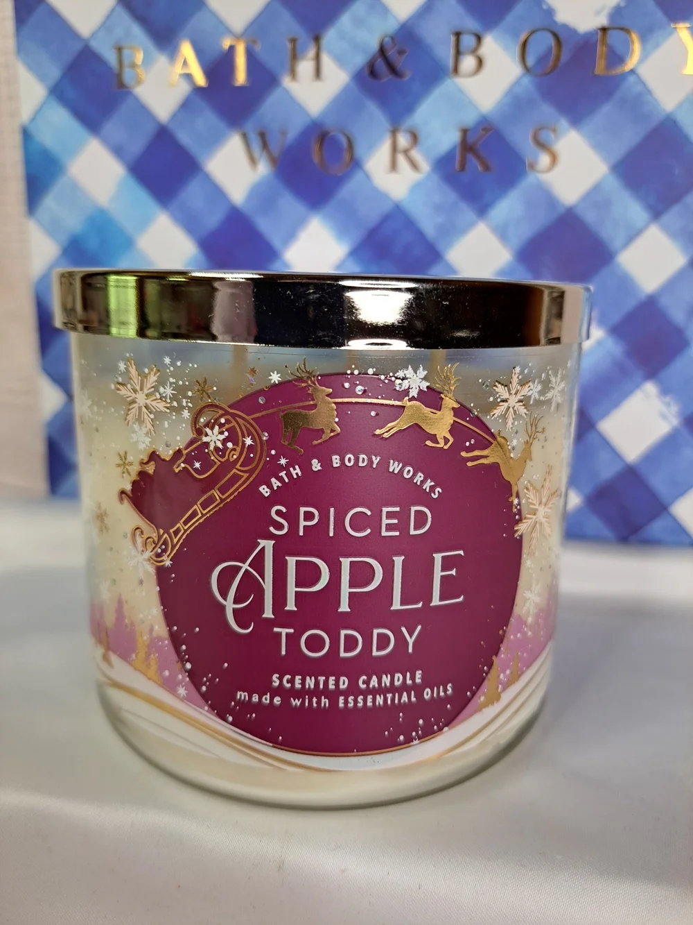 Bath & Body Works 'SPICED APPLE TODDY' Scented 3-Wick Candle in Luminous Wrap - Picture 10 of 14